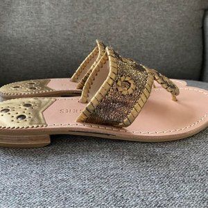 Jack Rogers, size 6 1/2, Gold flat sandal